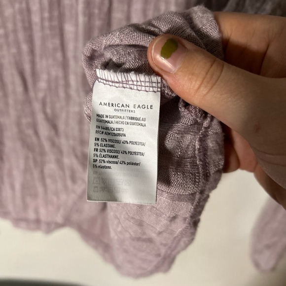 American Eagle Outfitters Mauve Long Sleeve Hooded Shirt Size M - Picture 4 of 4